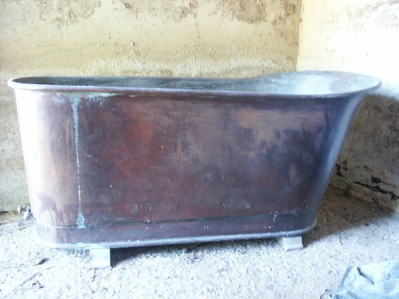 Vasca da bagno in rame del XVIII/XIX secolo., Armadi contenitori, Rosso, Vintage (foto 3 di 10)