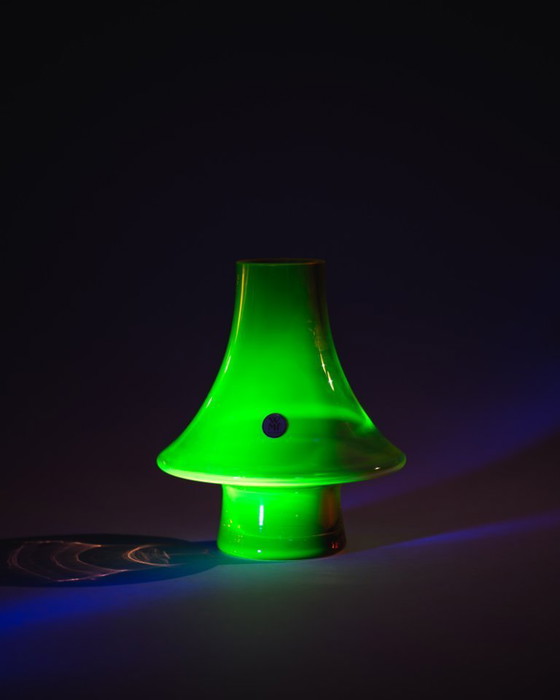 Image 1 of WMF Cari Zalloni Uranium Glass Vase Duo Space-Age Design Vintage Futurism Style