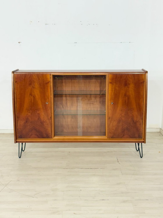 Image 1 of Mid-Century Highboard / Vintage Sideboard / Display Cabinet / Living Room Cabinet – 1960s