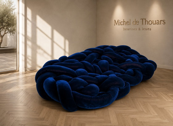 Nieuwe Edra BOA 020 In Diepblauw Velours 100M Tubelar BOA Snake – Daybeds, Velvet, Textile (photo 7 of 9)