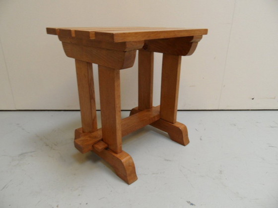 Image 1 of Brutalist oak side table