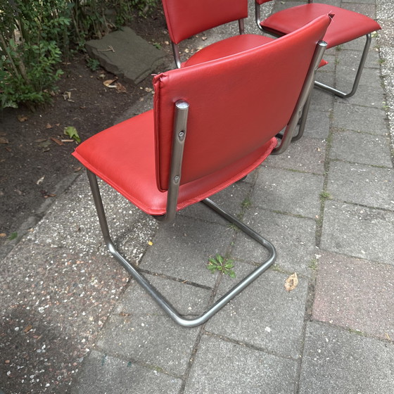 Image 1 of 4x sedie a sbalzo reed skai anni '70 (retro)