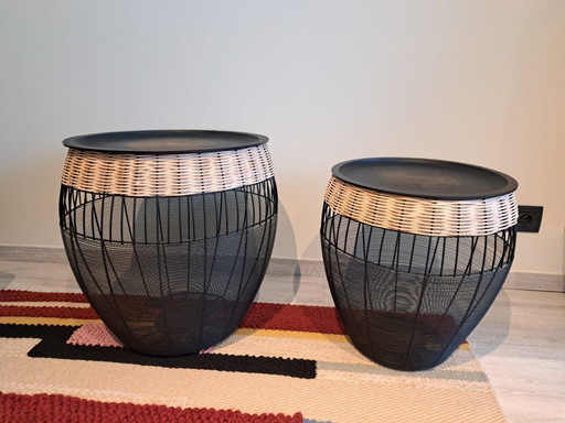 Side Table African Drums (2/Set)