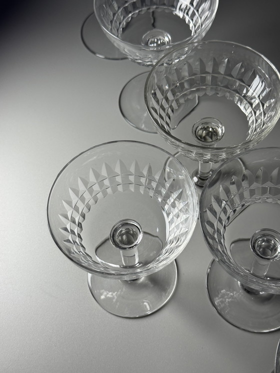 Image 1 of Val Saint Lambert - Set di 6 coppe di cristallo - Servizio Mery. Art Déco anni '40