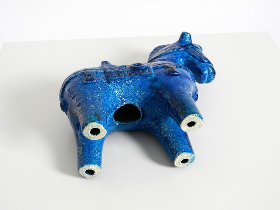 Image 1 of Wunderschönes Keramikpferd aus den 1960er Jahren aus der Kollektion „Rimini Blue“ von Aldo Londi für Bitossi, Italien.