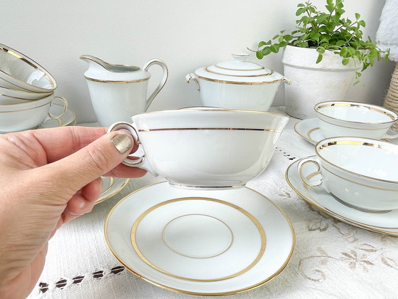 Image 1 of Set da tè/caffè in porcellana vintage Bernardaud &amp; Cie Limoges Francia oro bianco