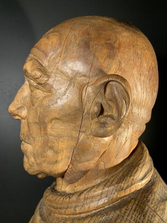 Frans Claessens, Levensgrote Buste van Pablo Picasso, Gesneden Hout, Jaren 30 – Beeldhouwkunst, Wood (photo 11 of 14)