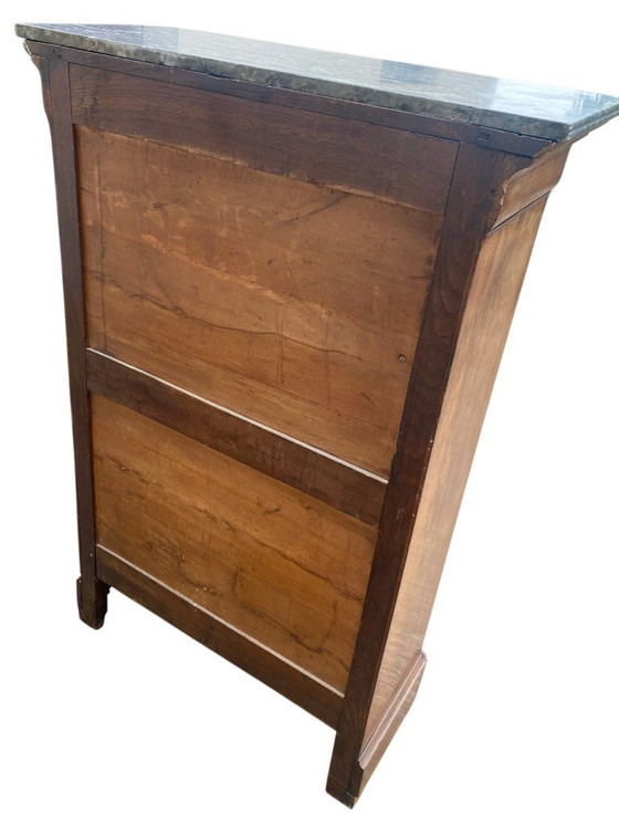 Image 1 of Louis Philippe secretaire van wortelnotenhout met marmeren blad.