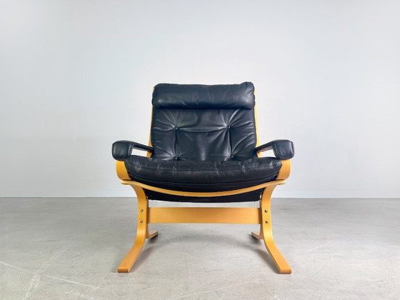 Image 1 of Sillón Siesta Westnofa de Ingmar Relling, de cuero negro, de mediados de siglo.