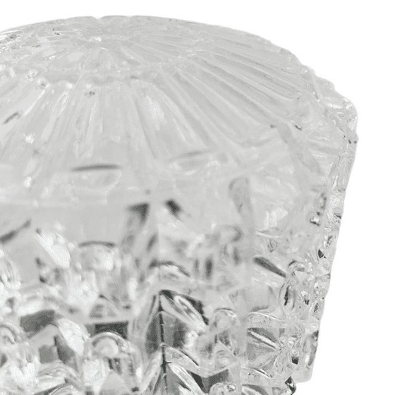 Image 1 of Vintage mid-century plafondlamp helder glas plafonnière 1950's