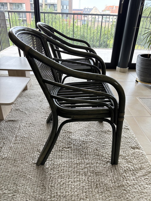 2 chaises en rotin (avec coussin)