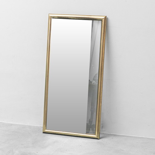 Vintage Mirror with Brass Frame and Clear Glass Insert – Italian Design 1970s