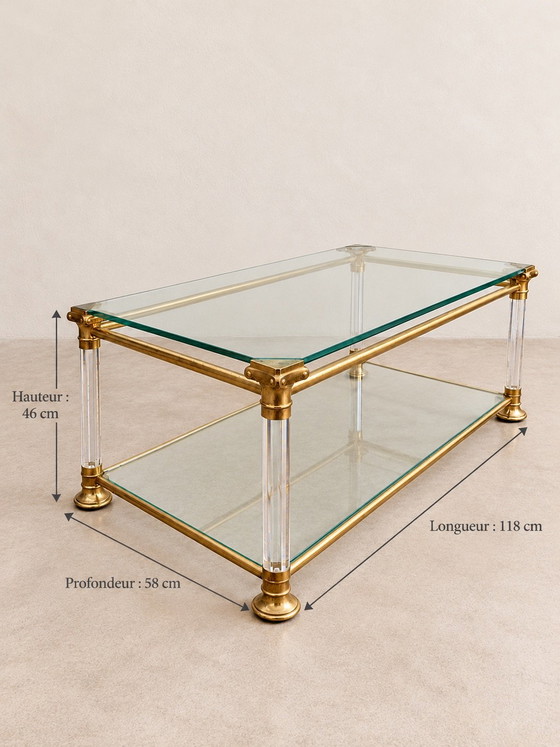 Two-tier Coffee Table France 1970 vintage, Metal, Gold (photo 2 of 9)