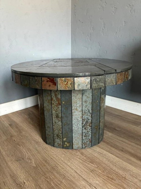 Brutalistische Salontafel, Stenen Tegel Roltafel Jaren 70, Steen, Grijs, 1970 (foto 4 van 7)