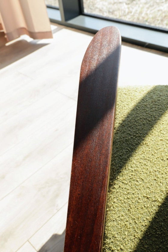 Image 1 of Vintage fauteuil mosgroen bouclé zigzag MCM 