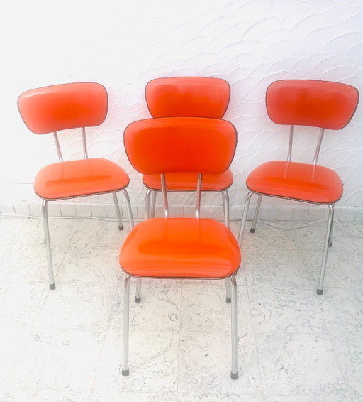 Set of 4 orange skai chairs