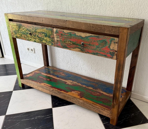🌿 Unique sideboard made from recycled demolition wood – handmade in India