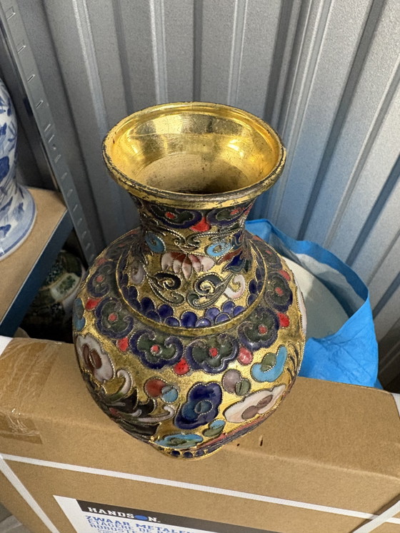 Image 1 of Beautiful Chinese coisonné vase - 20 centimeters, pure craftsmanship