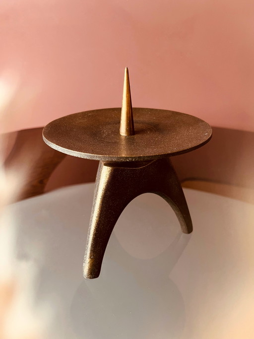 Unique! Brutalist bronze '60s candlestick