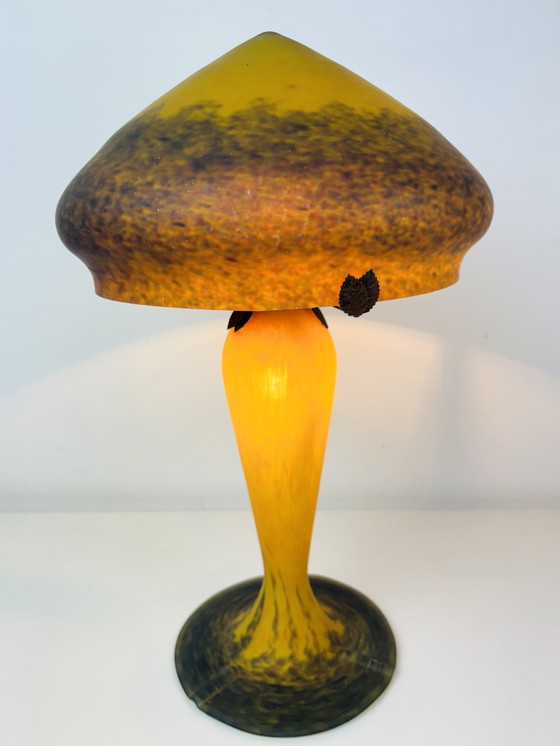 Image 1 of Lampada francese Art nouveau Mushroom pate de verre