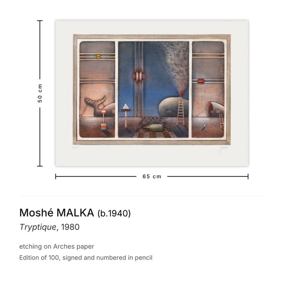 Moshé Malka Gravure Signée Tryptique 1980 – Lithographies et sérigraphies, Paper (photo 3 of 5)