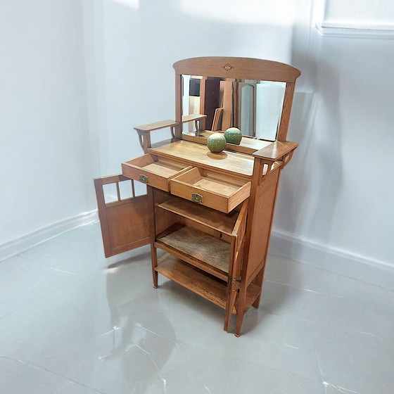 Image 1 of antique Art Nouveau cabinet with mirror