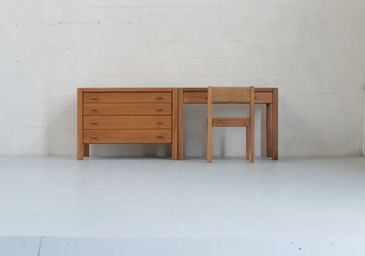 Bureau, Commode et Chaise Orme Massif Regain France
