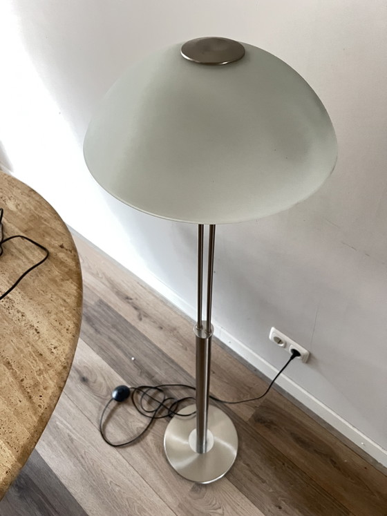 Lampada da terra WOFI Moderna / Uplighter – Fungo Nichel Opaco & Vetro Latte – Wofi Leuchten, Lampade da terra (photo 4 of 8)