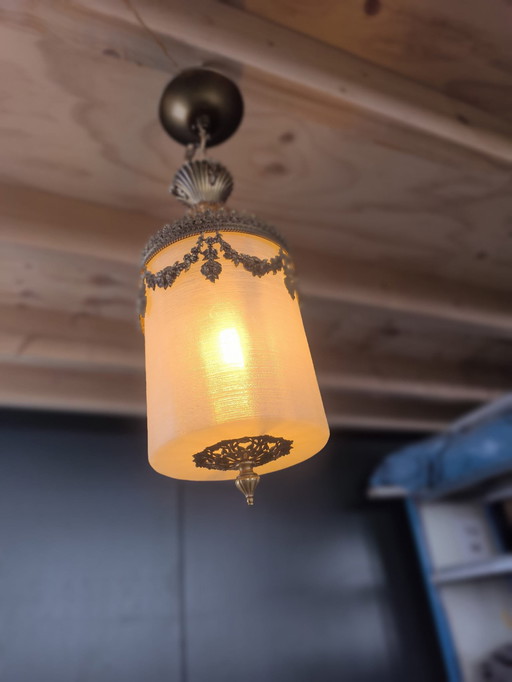 Lanterne Louis XVI, française, en laiton doré et verre