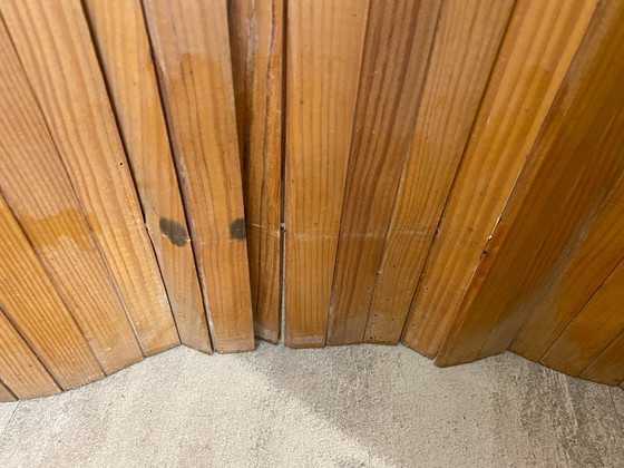 Image 1 of Vintage 1950s freestanding, foldable wooden screen in the style of Baumann.