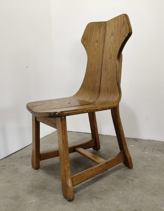 Image 1 of Brutalistische Esszimmerstühle aus Eiche