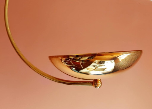 Vintage gold metal arc pendant light, 1980s