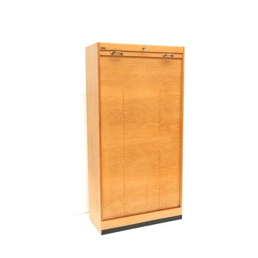Vintage Hochschrank mit Rolltür aus den 1970er Jahren