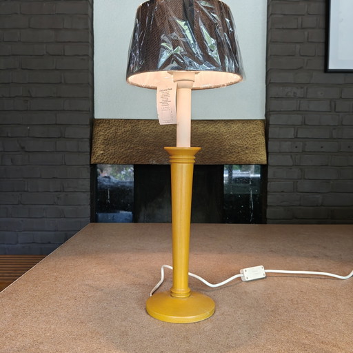 Vintage Wooden Table Lamp with New Lampshade | Scandinavian Modern | 53 cm