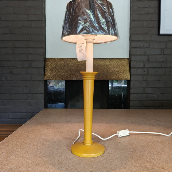 Image 1 of Vintage Wooden Table Lamp with New Lampshade | Scandinavian Modern | 53 cm