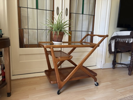 ‘50 Vintage Drankkarretje Van Perenhout – serveerwagens, Glass, Wood
