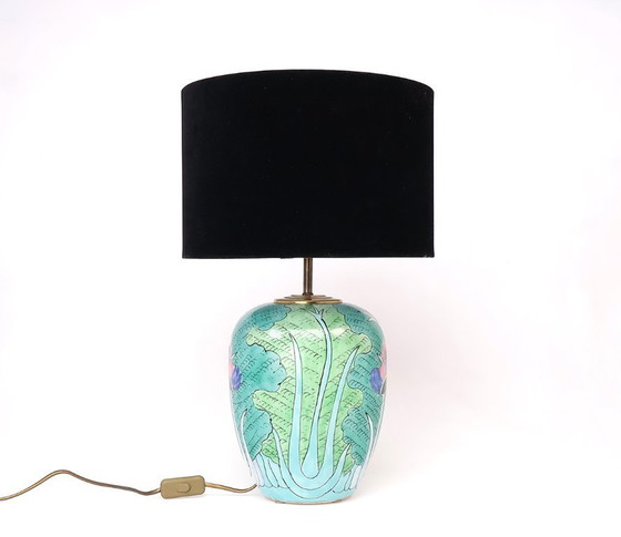 Image 1 of Lampada da tavolo vintage cinese Famille vert con farfalla