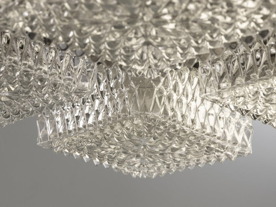 Image 1 of Elegant Four-Light Glass and Metal Chandelier, Napako, 1970s–1980s