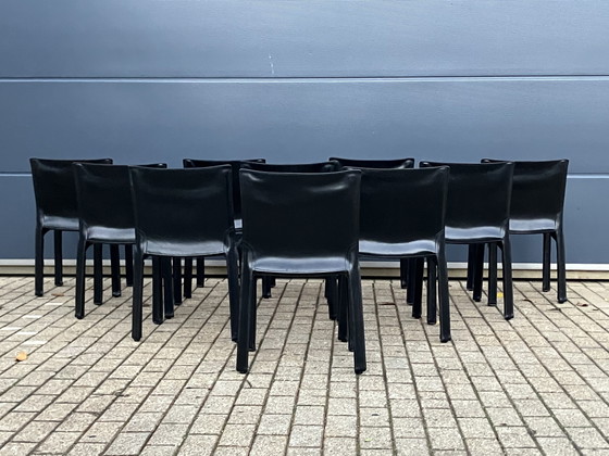 Image 1 of 10x Chaise de cabine Cassina Mario Bellini Harnais en cuir noir