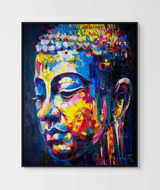 Unique hand-painted Buddha painting “Energy Flow” – Seksak Jaichumchen – 80×100 cm