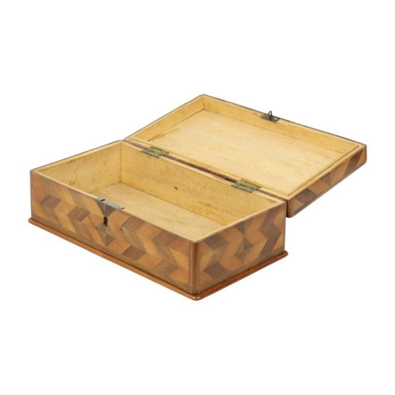 Image 1 of Schmuckkästchen aus Holz, Chevron-Muster, Art Deco