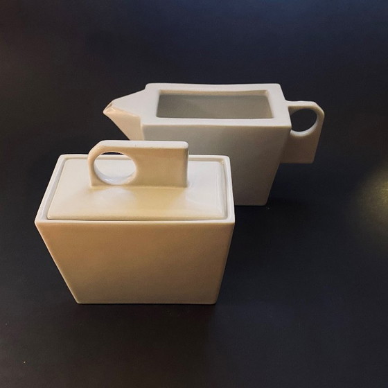 Image 1 of Royal Boch Belgien – minimalistisches Zucker- und Milchset – weißes Porzellan – modernes Design