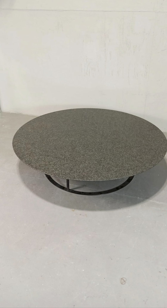 Image 1 of Postmodern round granite top coffee table 