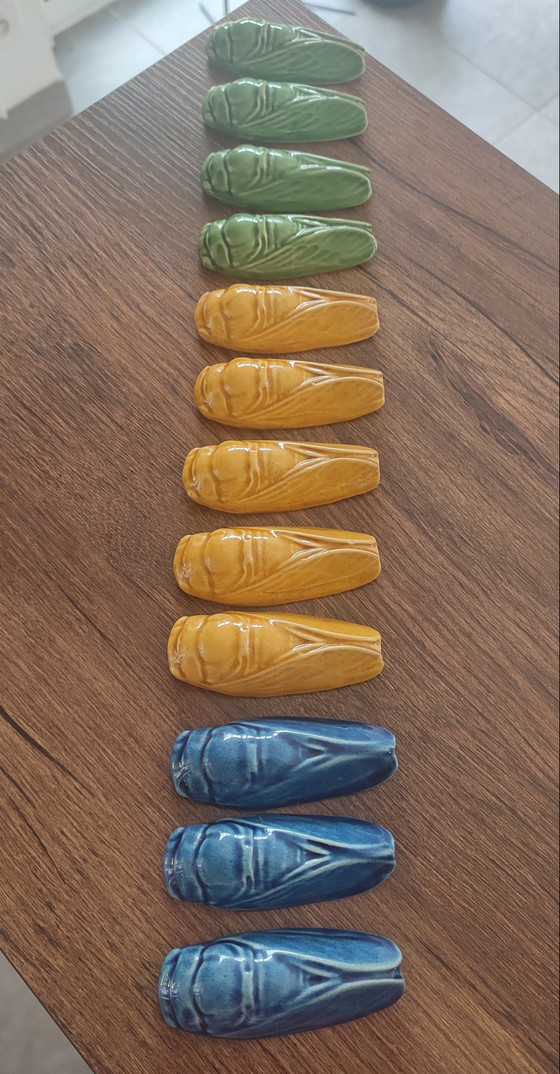 Poggiacoltelli vintage provenzale a forma di cicala in ceramica smaltata – céramique provençale Vallauris (photo 7 of 10)
