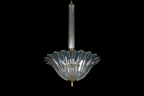 Image 1 of Suspension Art Déco Seguso en verre de Murano transparent. Italie, années 1940.