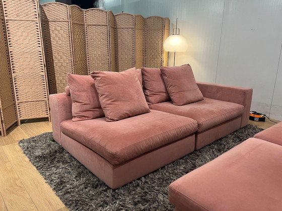 Image 1 of Flexform Groundpiece 4-piece with Bookcase – Pink Velvet