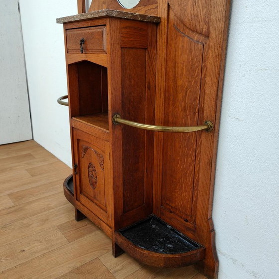 Antiker Kleiderständer Flurmöbel Stehender Kleiderständer Mit Spiegel – Marble, Copper (photo 6 of 13)