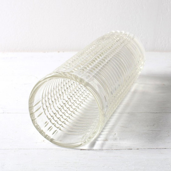 Image 1 of Mid-century Elegant Clear Pressed Glass Vintage Vase by Miloš Filip / Rosice / Czech Republic / 1957