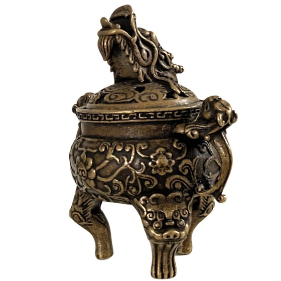 Brûle-encens Dragon Miniature Chinois en Bronze (Ding) – Objets déco (photo 8 of 10)
