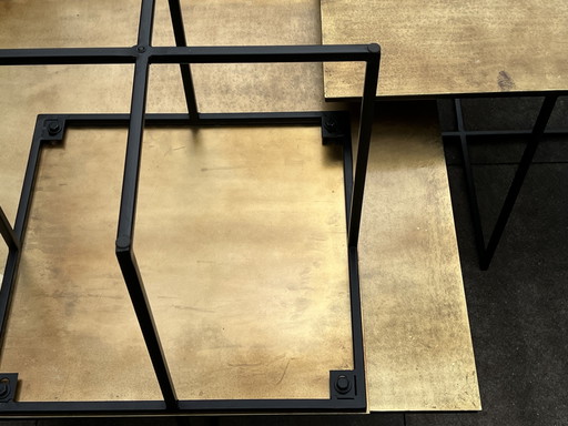 Set di 3 tavolini da caffè di lusso Richmond Interiors! Ottone dorato.